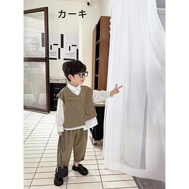 【ベスト付き】お買い得 3点セット 子供服 フォーマルスーツ 男の子 子供スーツ 男...