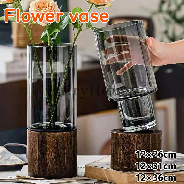 フラワーベース 花瓶 おしゃれ ガラス 一輪挿し 高さ26cm 31cm 36cm 北欧 インテリア 雑貨 かわいい 小さい シンプル 花器 水栽培 透明 新生活 リビング 寝室 玄関 書斎 窓辺 食卓 オフィス 花びん 円柱 生花 造花 植物 置物 新築祝い 引っ越し祝い 結婚祝い 敬老の日 ギフト