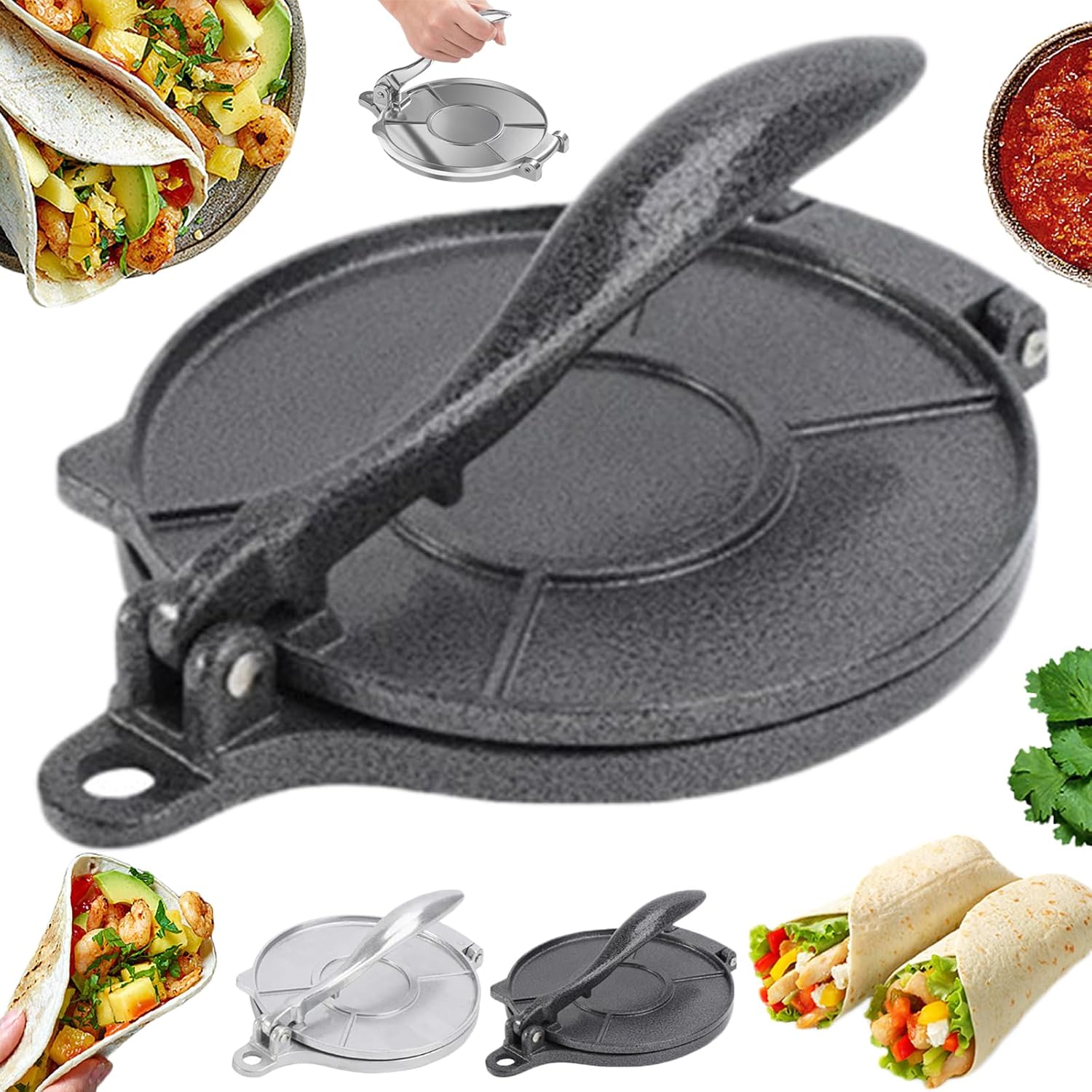 【6%OFFクーポン】トルティーヤ 頑丈アルミ鋳造 DIY マニュアル 多機能 コーン トルティーヤプレス レストラン ホーム用のトルティーヤプレス トルティーヤ クッキー パイを作るのに適 小麦粉トルティーヤ 16cm/20cm タコス ナチョス コロンビア 料理 プレス ツール