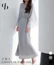 ワンピース ドレス キャミソールワンピース ロングワンピース キャミワンピ 袖付き フレアスリーブ シフォン サテン ロング丈 春 ハイウエスト 結婚式 披露宴 パーティー きれいめ おしゃれ 上品 SAISON DE PAPILLON sdp0269
