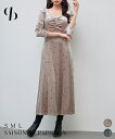 ワンピース ロングワンピース レディース ゆったり 長袖 ベロア素材 ドットプリント ボリュームスリーブ バックゴム 胸元シャーリング パワーショルダー ペンタゴンネック 秋 冬 上品 女の子 暖かい SAISON DE PAPILLON sdp0340
