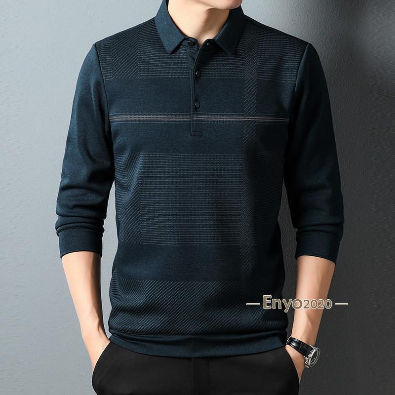 ポロシャツ メンズ Polo 長袖 チェック柄 ビジネス Tシャツ ゴルフウェア ストレッ...