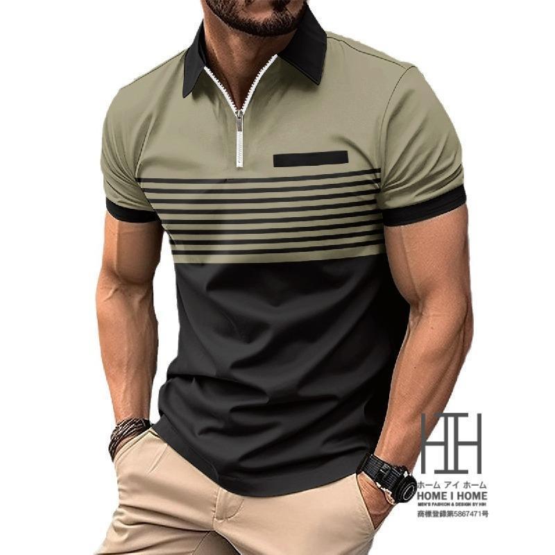 半袖シャツ ポロシャツ メンズ 半袖 ゴルフ ボーダー ハーフジップ ポケット カラー配色 ゴルフ 大きいサイズ アメカジ おしゃれ スポーツ サマー 夏 夏服