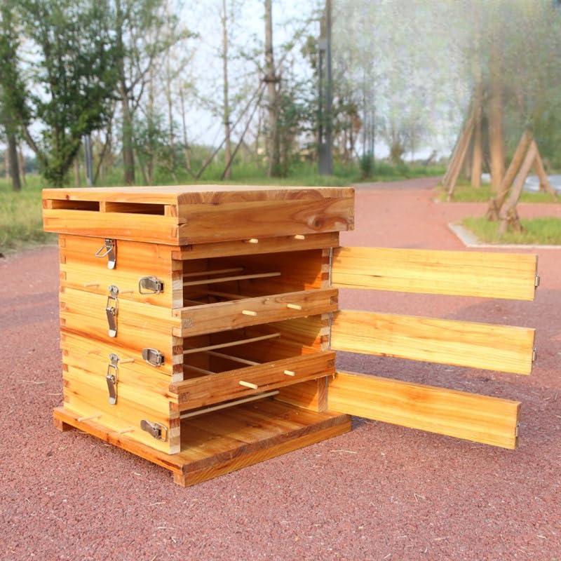 3/5階 蜜蜂巣箱 ミツバチ 巣箱 重箱式 養蜂箱 養蜂用具 杉材 蜂ハイブ 格子箱 煮蝋 蜜蜂飼育箱 巣枠不要 自然造蜜 防水性と防食性