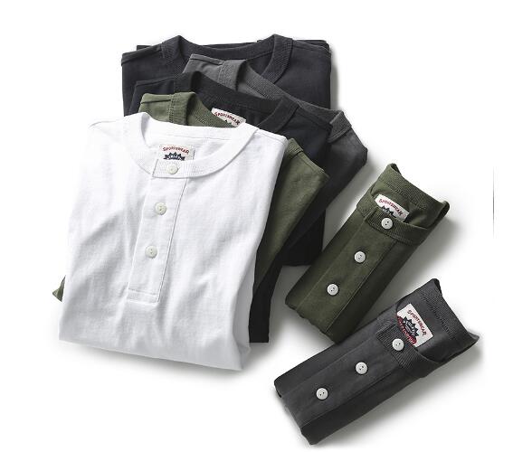 乐天商城 - S/S サイズM ヘヴィウォッシュド アメリカン ヴィンテージ仕様 ヘンリー TEE 白 コットン 新品 半袖 無地 Tシャツ 袖リブ