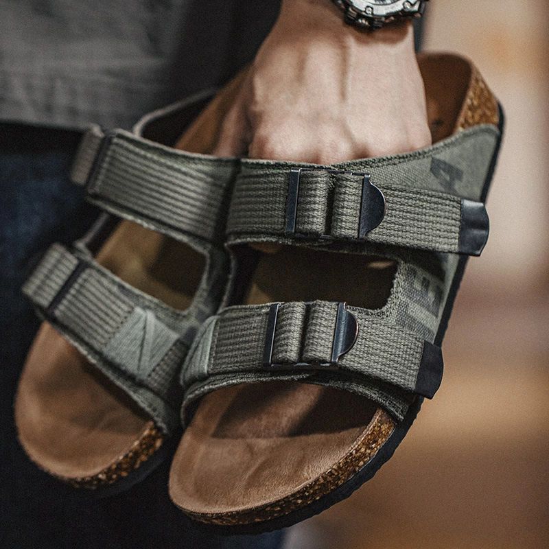 CANVAS SLIPPERS 軍事風 メンズ レザーサンダル迷彩ズック アメカジ ビーチサンダル 靴 アウトドア プール