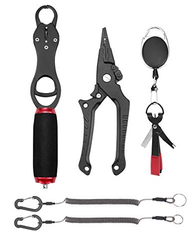 フィッシュグリップとフィッシング プライヤーとリール キーホルダーのセット フィッシングプライヤー ..