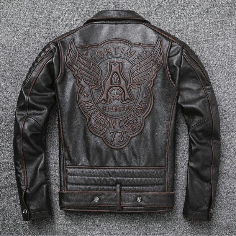 乐天商城 - ライダースジャケット レザージャケット 牛革 ヴィンテージ 定番 本革 革ジャン メンズファッションS～5XL 黒