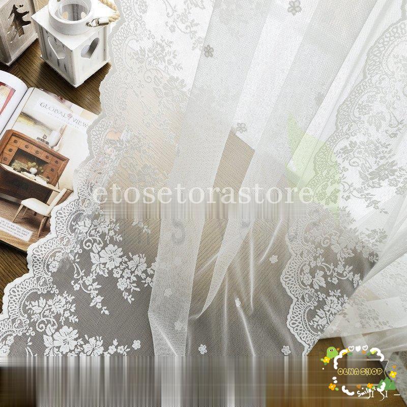 カーテン レースカーテン 半遮光 おしゃれ 北欧風 ins風 フリル チュール 遮熱 UVカット 無地 白 腰窓 インテリア 丈直し フック オーダーカーテン [2]