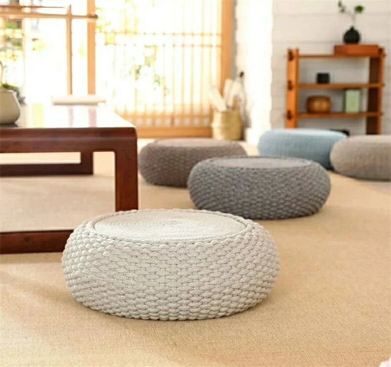 クッション 座布団　高反発 厚み17センチ スツール 椅子 キッズ 子供用 極厚 クッション 足置き 座椅子 椅子 リネン フットレスト 床 座る おしゃれ 北欧 インテリア 雑貨 子供 丸椅子 小さい いす 玄関 ミニ イス