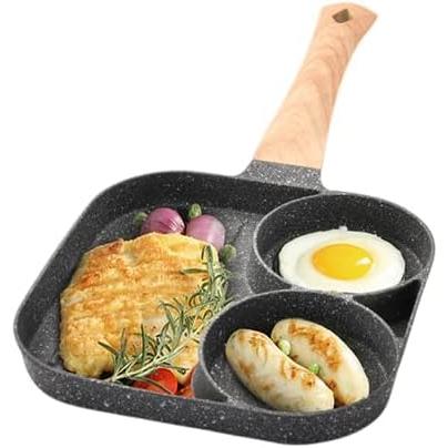 乐天商城 - 玉焼き 調理鍋 フライパン仕切り 三つ穴フライパン マルチ多用途 3品同時に調理 仕切り付き たまごやき 台所用品 電磁調理器とガス調理