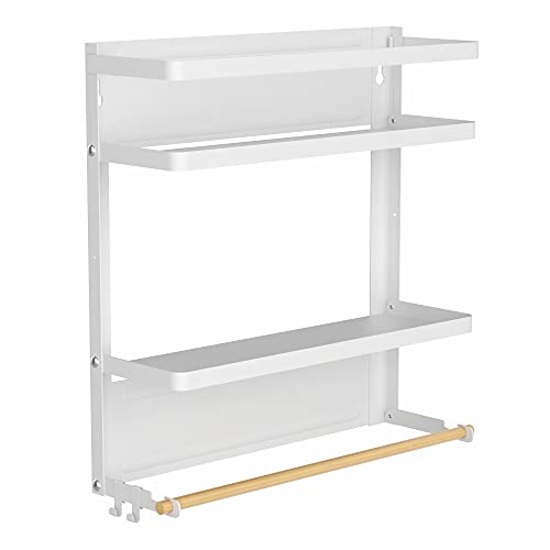 サイドラック キッチンペーパーホルダー 冷蔵庫サイドラック マグネット 折りたたみ式 プレート レンジ..