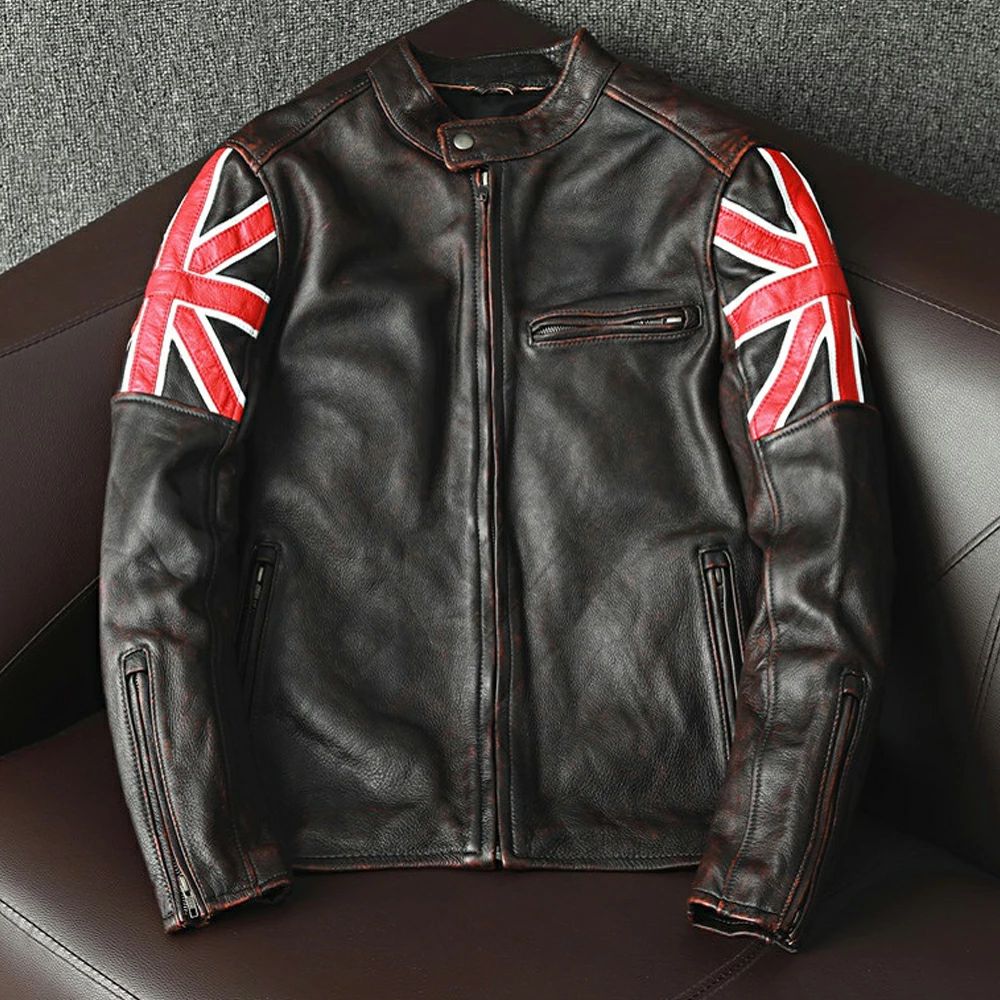 乐天商城 - レザージャケット 上品　バイクジャケット　アメカジ　本革 牛革　ユーズド加工　茶芯 ライダースジャケット 革ジャン S～4XL