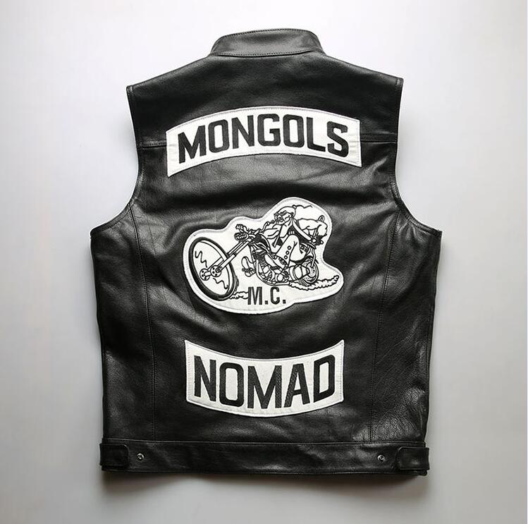 乐天商城 - メンズレザー　上品　ジャーキン ベスト 本革牛革　刺繍　バイクジャケット　レザージャケット メンズ本革ジャケット 牛革ライダース