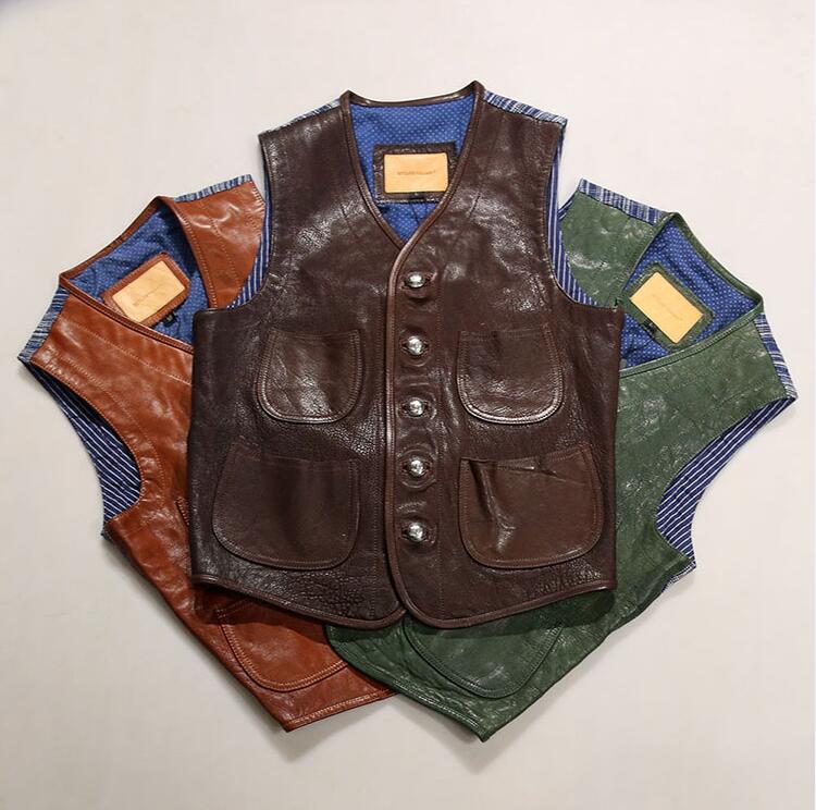 乐天商城 - ヴィンテージ50s　復刻モデル レザージャーキン ベスト 本革 切り替え　羊革　 M～4XL ライダース