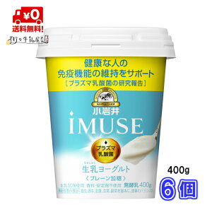 【送料無料】 小岩井プラズマ乳酸菌 iMUSE 400g 6個 生乳ヨーグルト 抵抗力 免疫力強化 ウィルス対策 イミューズ キリン 小岩井乳業 協和発酵バイオが共同で研究 抵抗力UP マツコの知らない世界で紹介 推し菌