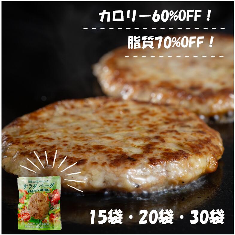 【15袋・20袋・30袋】サラダバーグ　送料無料（※沖縄・離島は除く）ダイエット　高タンパク　低脂肪　低糖質|　食品　代替肉　大豆ミート　蒟蒻　低カロリー　ヘルシー　グルテンフリー