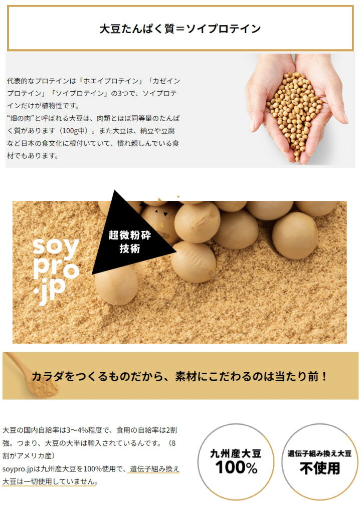 ソイプロテイン　人工甘味料不使用／国産大豆／植物性プロテイン／大豆タンパク／...
