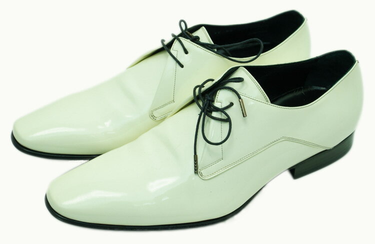 クリスチャン　ディオール　Chistian　Dior　靴　イタリア製　9E　エナメル　数回使用　メンズ　ホワイト　【中古】