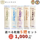 【送料無料　メール便】1,000円ポッキリ　選べる乾麺5把セット　200g×5把　うどん、冷麦、そうめん、ひもかわ、そばの中からお好きな花袋めんを自由に5把！