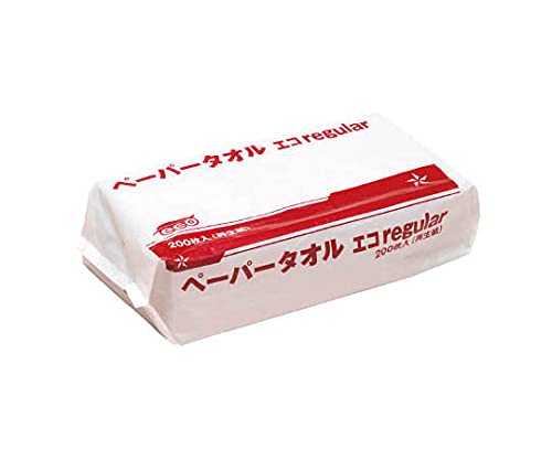 165円/パック　ぺーパータオル エコ regular 厚手仕様 再生紙 中判サイズ 225x220mm 200枚x36パック　