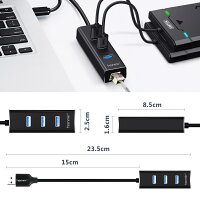 【送料無料】HanmirUSB3.0ハブ4ポートアダプター有線LANRJ45変換アダプタ5Gbps高速USB拡張高速伝送USB3.0ポート×3+ネットワークコンバーターHub/MACWindows/OSLinuxなどに対応可能小型軽量
