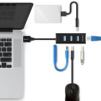 【送料無料】HanmirUSB3.0ハブ4ポートアダプター有線LANRJ45変換アダプタ5Gbps高速USB拡張高速伝送USB3.0ポート×3+ネットワークコンバーターHub/MACWindows/OSLinuxなどに対応可能小型軽量