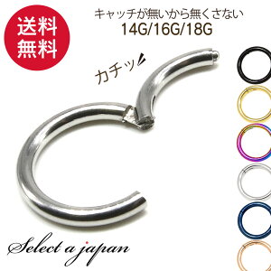 ボディピアス 18G 16G 14G ピアス 軟骨 金属アレルギー レディース メンズ つけっぱなし サージカルステンレス 耳 キャッチレス フープピアス ファーストピアス セカンドピアス トラガス ヘリックス セグメントリング 軟骨ピアス PVDコーティング シンプル ワンタッチ 片耳用