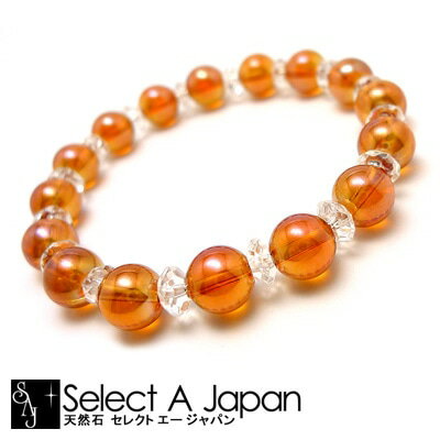 オレンジ オーラ水晶 ブレスレット パワーストーン ブレスレット レディース メンズ 天然石 数珠 アクセサリー メンズブレスレット レディースブレスレット パワーストーンブレスレット 天然石ブレスレット 男性用 女性用