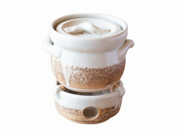 一合志野掛分けごはん鍋コンロ付【萬古焼 万古焼】［炊飯鍋 ごはん鍋 ご飯鍋 土鍋 ］