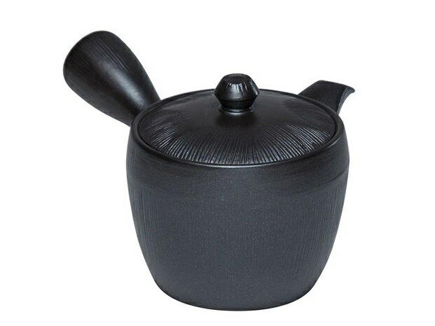 乐天商城 - 2号 千筋 急須 黒釉 (丸網)【萬古焼】[お茶 茶器 ティーポット 緑茶 贈り物 ギフト おもてなし お祝]
