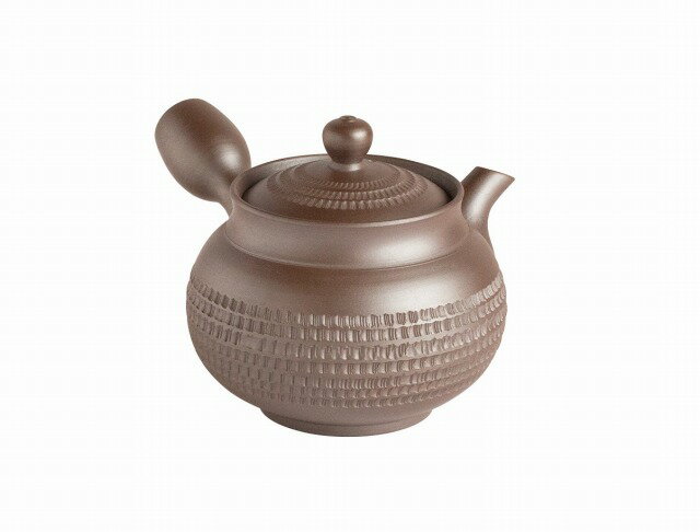 正規作 中丸ヒレ付線ビリ急須 【萬古焼 万古焼】 [陶器 紫泥急須 緑茶 お茶 茶器 ティーポット 小さい..