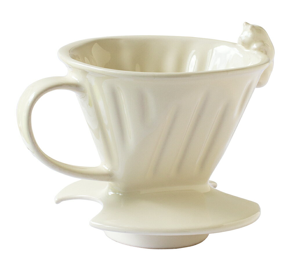 ねこドリッパー アイボリー【萬古焼 万古焼】 [コーヒードリッパー 猫 ネコ ねこ ドリッパー 陶器]