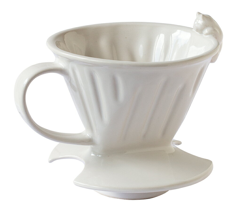 ねこドリッパー ホワイト【萬古焼 万古焼】 [コーヒードリッパー 猫 ネコ ねこ ドリッパー 陶器]