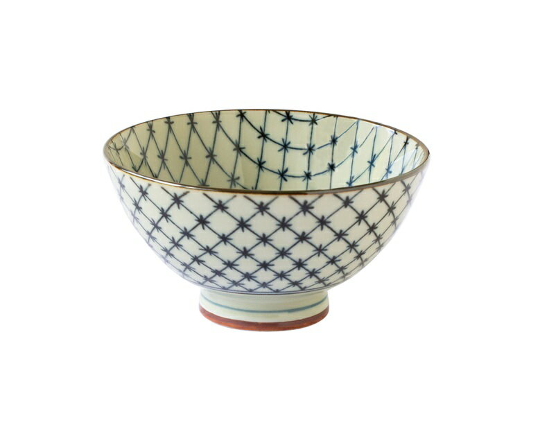 深丸中平茶碗 古染十字格子【美濃焼】 [茶碗 ご飯茶碗 小鉢 ボウル お惣菜 食器 和食器 和模様 和柄 プ..