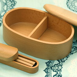 【名入れ無料】くりぬき弁当 小判 (天然木ブナ)&お箸セット (ゴムバンド付き)ナチュラル 白木 お弁当箱 女子 お祝 新築 内祝 おしゃれ セット モダン か...