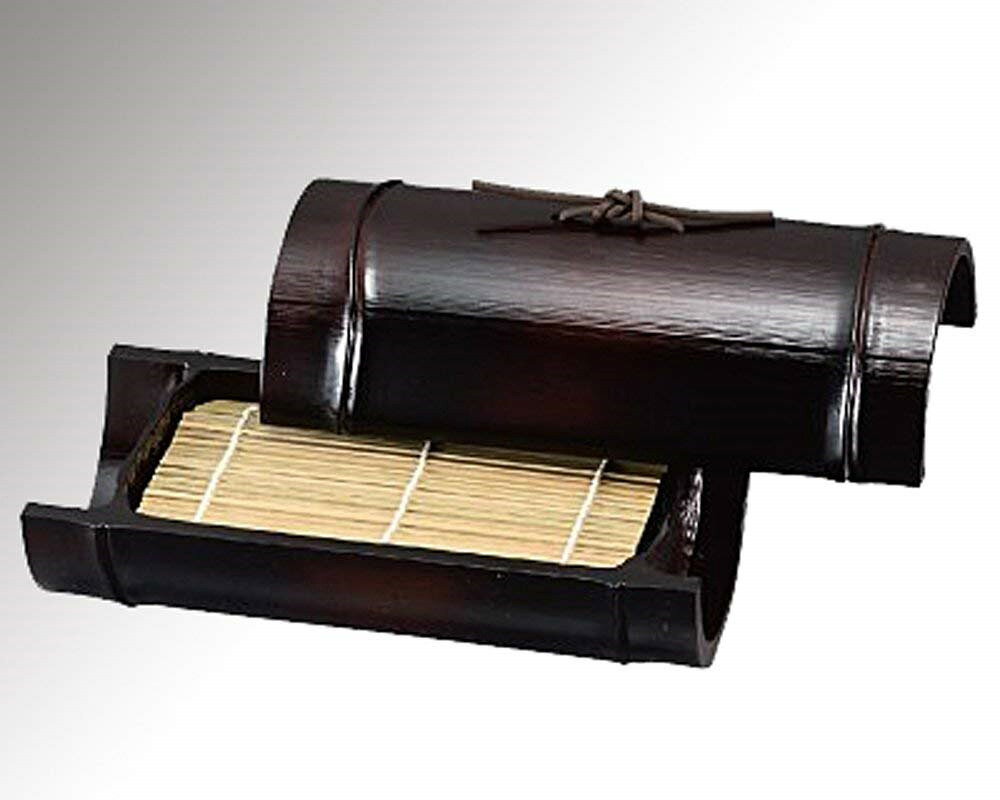 7寸小次郎竹そば器　すす竹　(竹ス付)G敬老の日 和食器 樹脂 和風 キッチン用品 日本食 そば皿 そばせいろ お蕎麦 ざるそば ざる蕎麦 業務用 家庭用 おしゃれ ソバセイロ そばの器 そばちょこ 竹すだれ付き 日本製のサムネイル