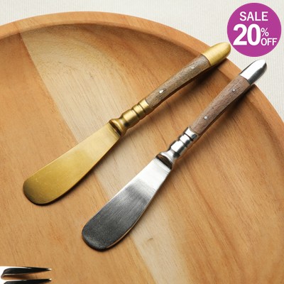 KEYSTONE キーストーン ブラスカトラリー ウッドハンドル バターナイフ ゴールド/シルバー BRCUWHBG BR..