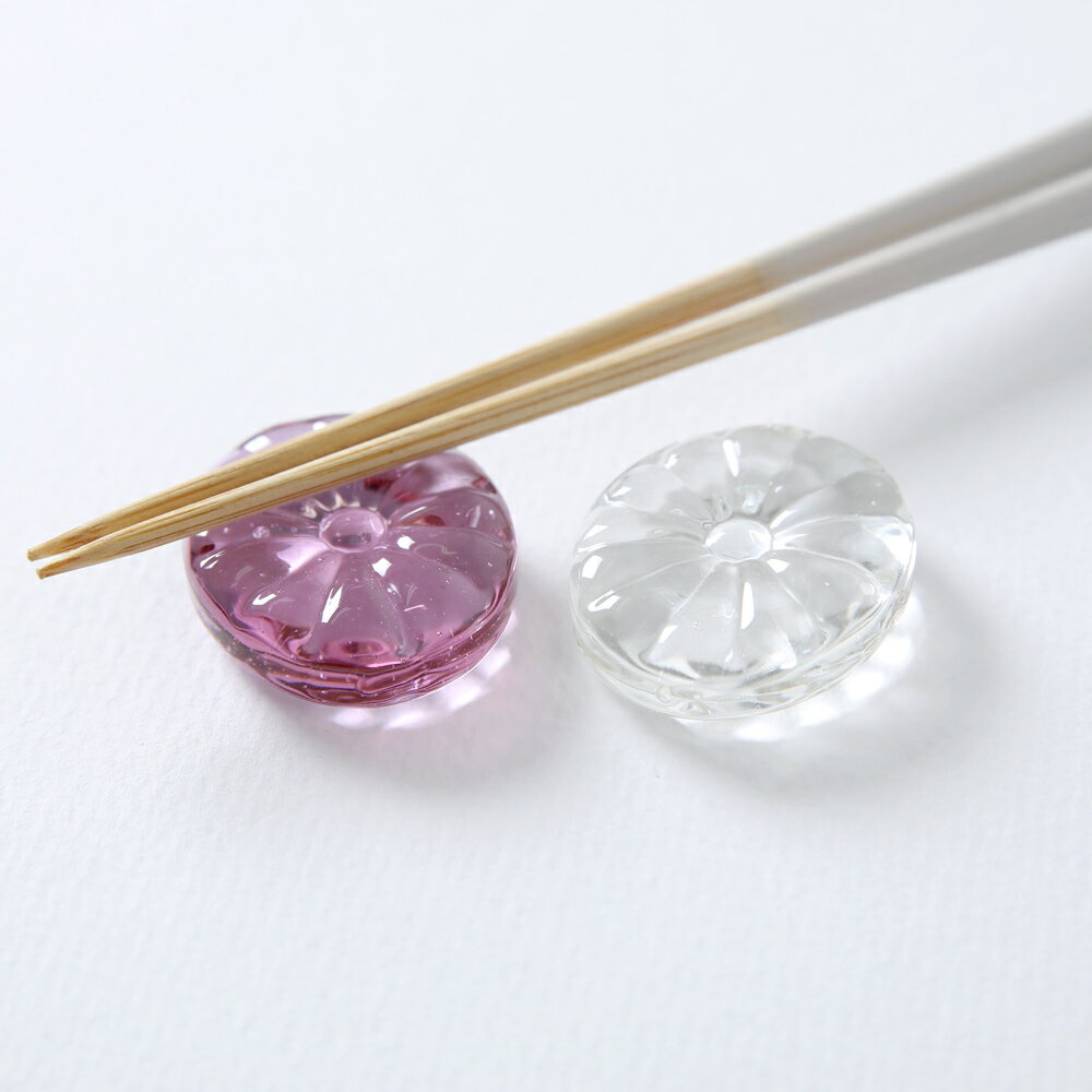 ガラス 菊 クリア パープル 箸置き 【メール便選択可】のサムネイル