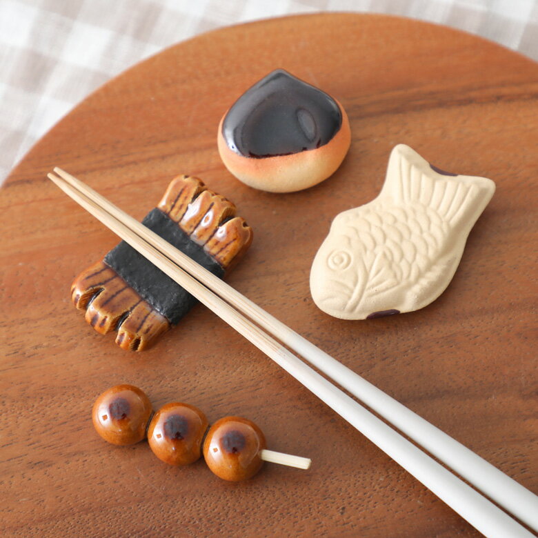 和菓子 箸置きセット 化粧箱入り ギフト プレゼント 陶器 みたらし団子 たい焼き あられ 栗まんじゅう 【メール便選択可】 　おもしろ 日本 japan かわいいのサムネイル