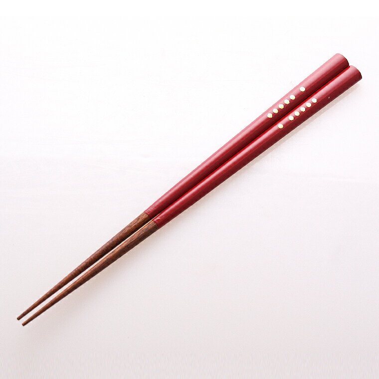 亀甲浮月 赤 天然木お箸 22cm(16_17_P9_4)【メール便は送料無料】のサムネイル