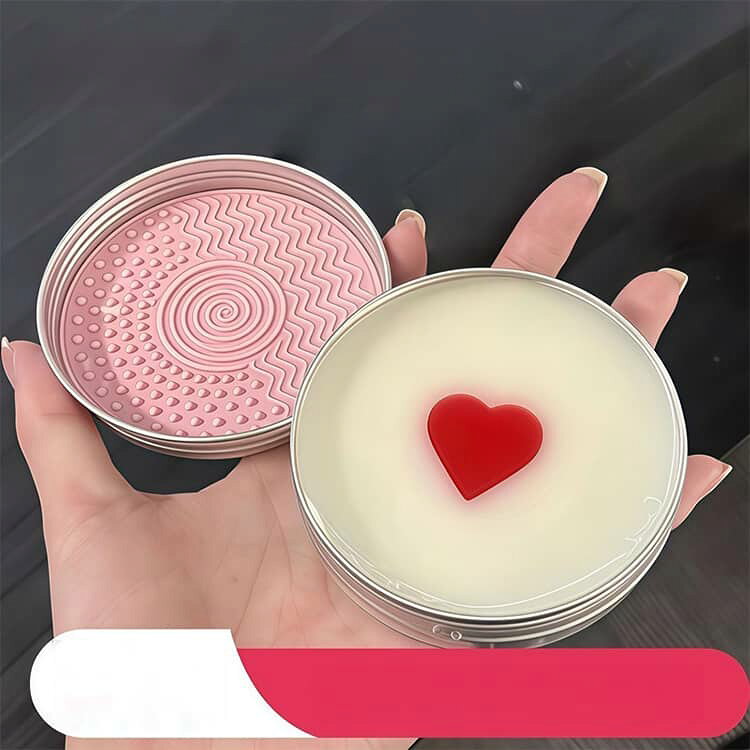 業務SHOP SaK24のクリーナー 2点セット ブラシクリーナー メイクブラシ用の固形石けん スポンジ ハート型 100g 2点セット 洗浄カアップ 化粧筆洗浄 メイクブラシ クリーナー 石鹸 デザイン 固形石鹸 繰り返し使える｜アングル2