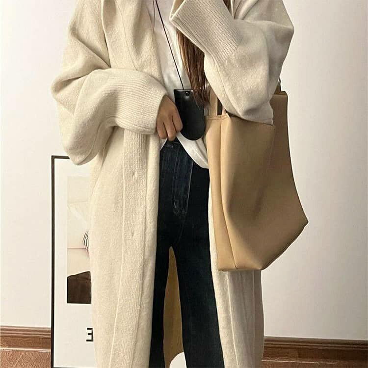 カーディガン 秋冬 厚手 レディース ロングニット ロング コート ニットカーディガン カーディガン ニットパーカー ロング丈 セーター 暖かい ロング 長袖 羽織り ニットアウター アウター 大きいサイズ ゆったり あったか リブ 無地 きれいめ sak24-10018075 業務SHOP SaK24 サンプル画像3