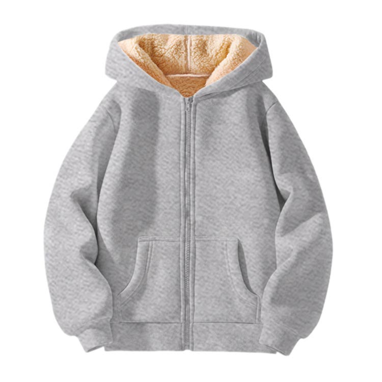 業務SHOP SaK24のパーカー 男の子 キッズ ジップアップ 裏起毛 裏ボア フード付き 女の子 もこもこ アウター 長袖 防寒 ふわふわ あったか 厚手 部屋着 ボアジャケット スウェット パーカー ルームウェア カジュアル 無地 通学 通園｜アングル2