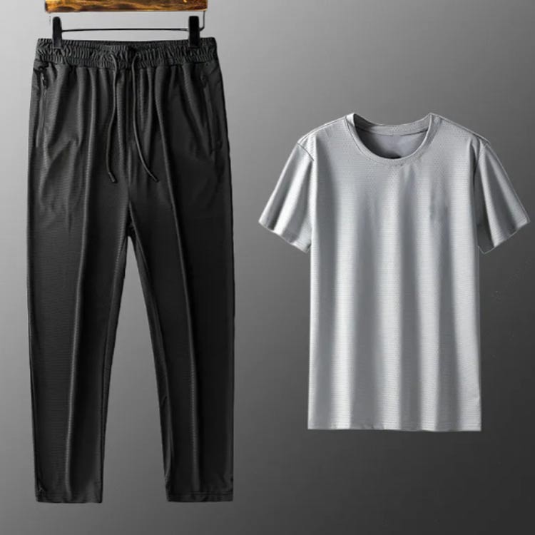 アイスシルク メンズ 冷感接触 スウェット ジャージ 上下セット セットアップ サマーセット 半袖Tシャツ 涼しい ロングパンツ 大きいサイズ ビッグシルエット プルオーバー セットアップ ルームウェア 部屋着 半袖 韓国 ストレッチ 春夏 カジュアル
