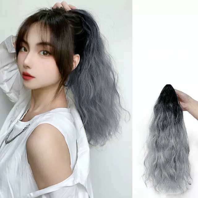 ピンク カール 子供 グラデーション エクステ ポニーテール ウェーブ ヘアーエクステンション キッズ ガールズ 女の子 ロング 付け毛 付け髪 部分ウィッグ ウイッグ ブルー パープル クリップ式 つけ毛 派手 メッシュ 3