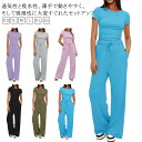 セットアップ レディース tシャツ 半袖 ジャージ ゆったり ワイドパンツ スウェット きれいめ クルーネック 体型カバー おしゃれ 上下セット パンツスーツ ...