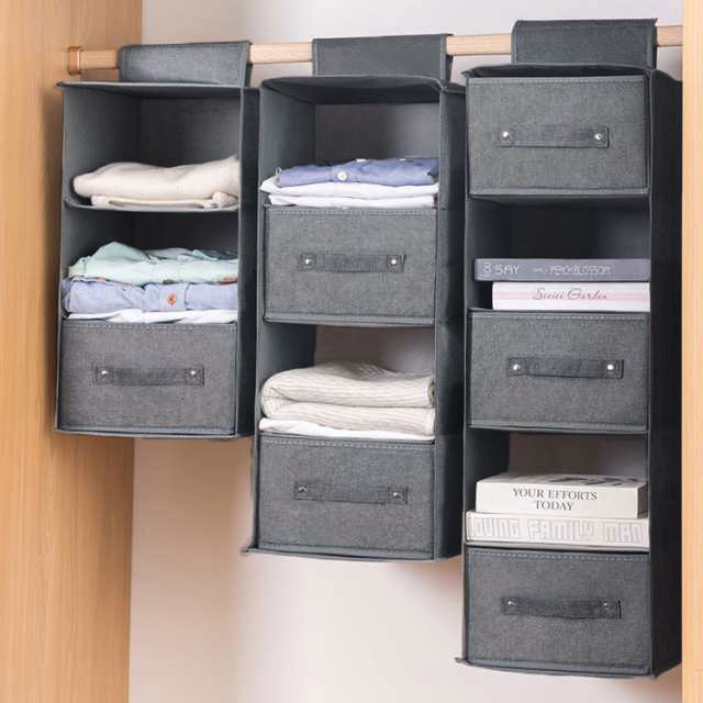 収納 引き出し 5段 かご 吊り下げ収納 収納ボックス 4段 3段 ラック クローゼット ハンガー クローゼット 折りたたみ カゴ 衣類収納 衣類 収納ケース 収納棚 タオル マスク ズボン シャツ 下着 クローゼット収納 収納 [3]