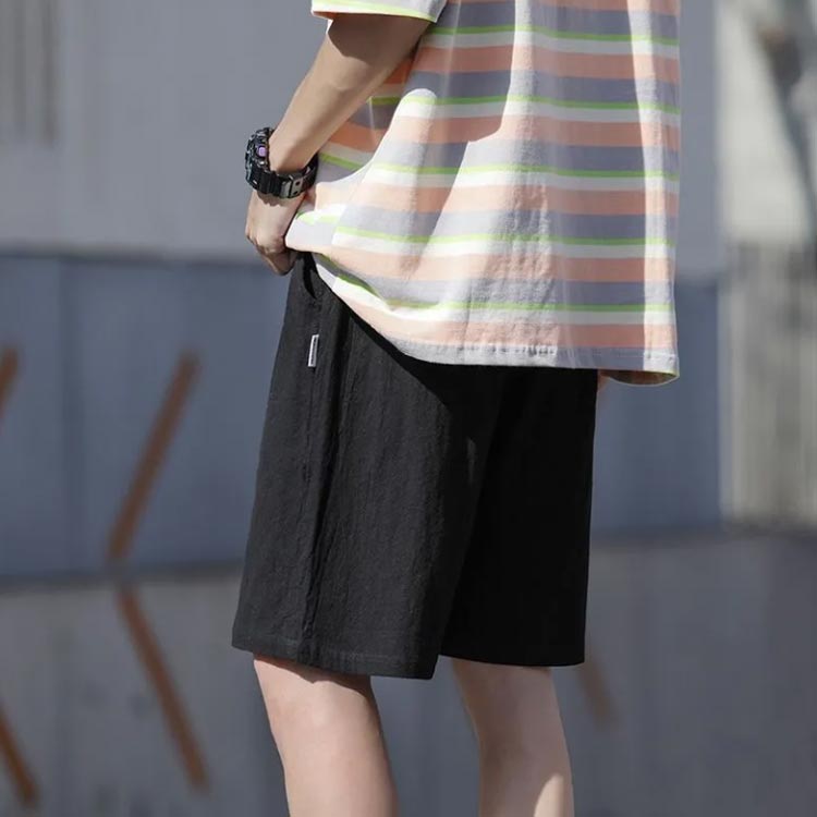 リネン ステテコ メンズ ワイドパンツ 5分丈 吸水速乾 ショーツ ショートパンツ ビーチパンツ ズボン パンツ ボトムス 涼しい 部屋着 おしゃれ オシャレ 可愛い 男性 シニア パンツ パジャマ ボトムス ハーフパンツ ルームパンツ リラックス 黒 大きいサイズ 送料無料 sak24-10011336 業務SHOP SaK24 サンプル画像3