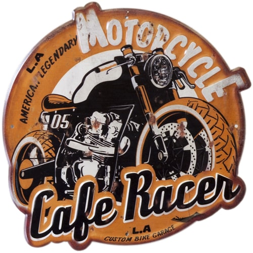 ブリキ看板 アンティーク Cafe Racer エンボスプレート メタル レトロ アメリカン アメリカ雑貨